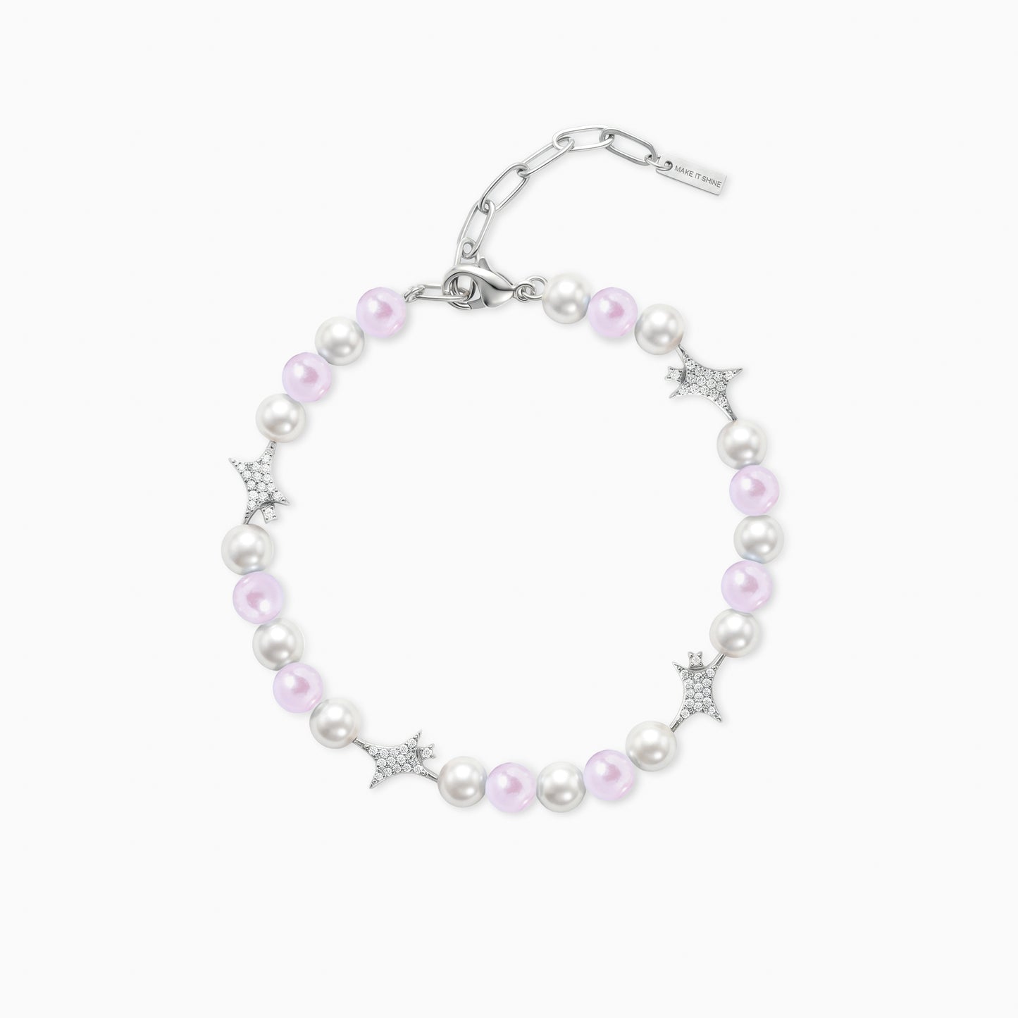 Silver Signature Pearl Bracelet - White and Pink