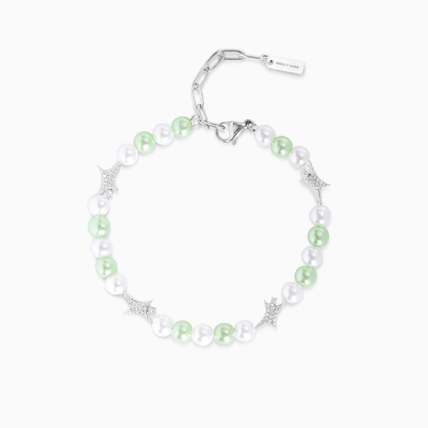 Silver Signature Pearl Bracelet - White and Green