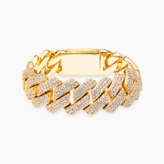 Prong link bracelet 19mm gold