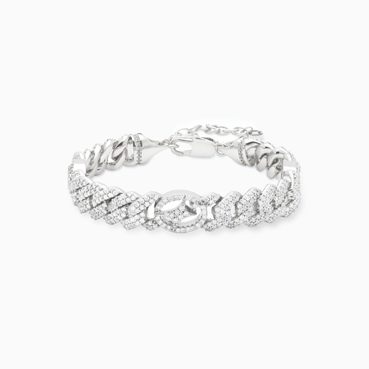 Signature Prong link Bracelet 10mm Silver