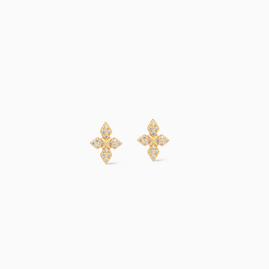 Iced Crossed Star Studs - Gold