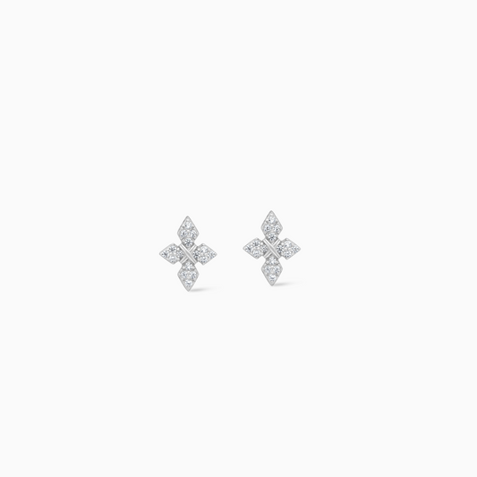 Iced Crossed Star Studs - Silver