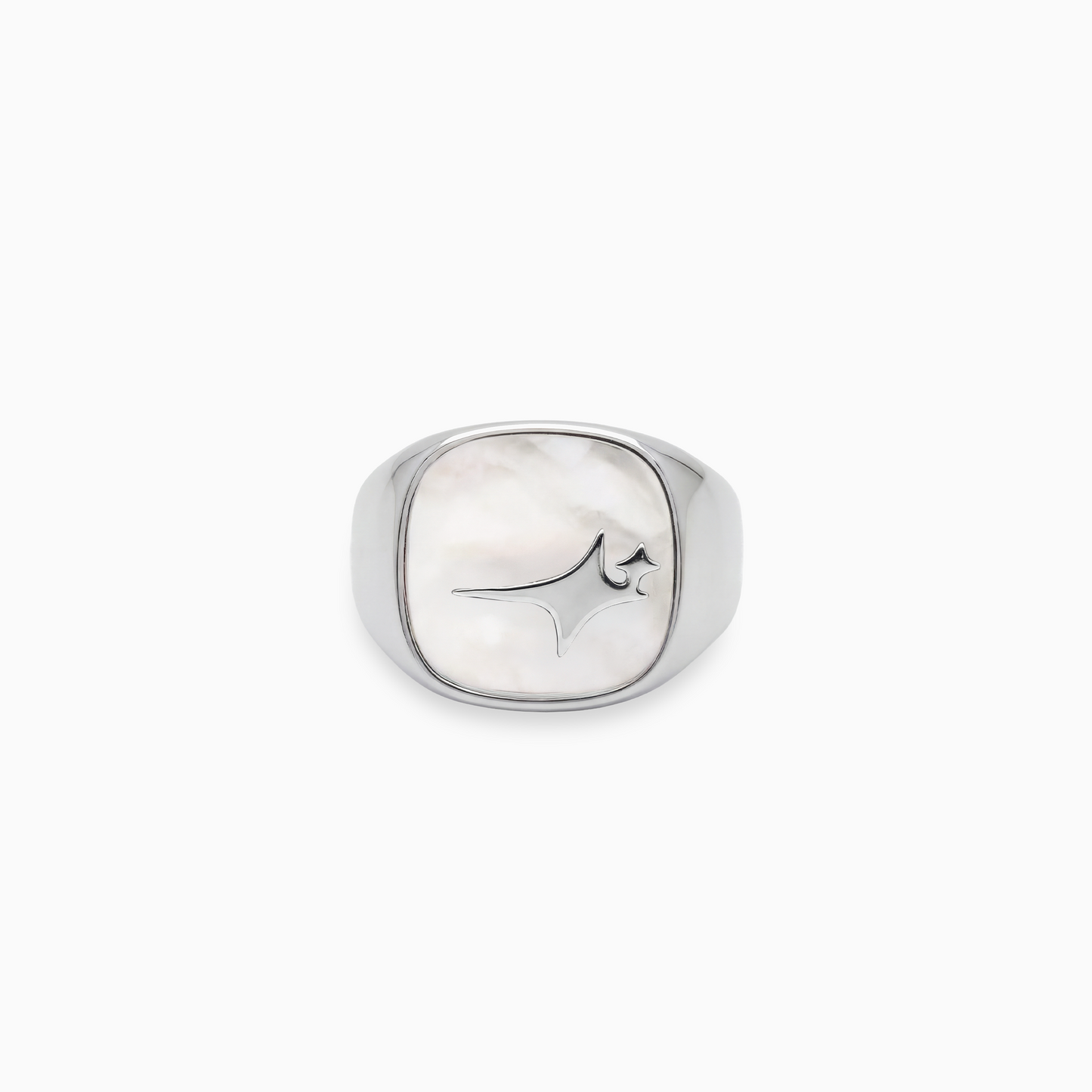 Raw Ring Silver - White Pattern