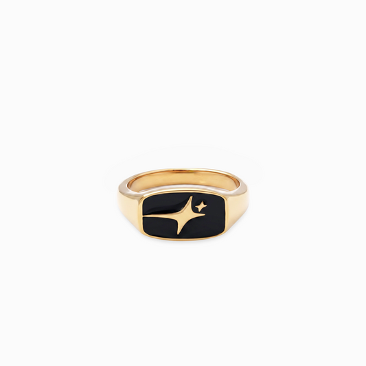 Signature Rectangle signet ring gold
