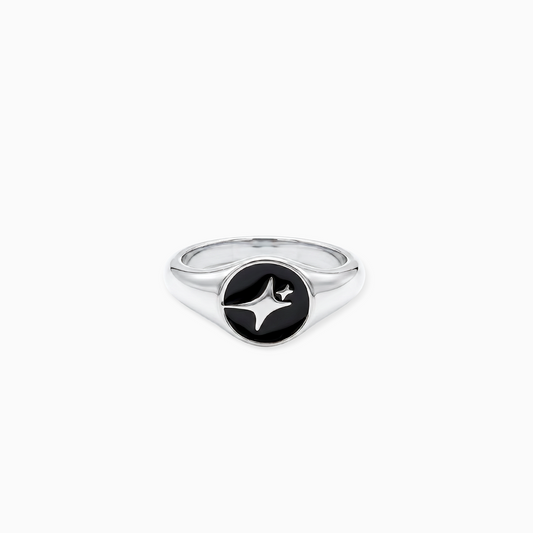 Signature Round signet ring silver