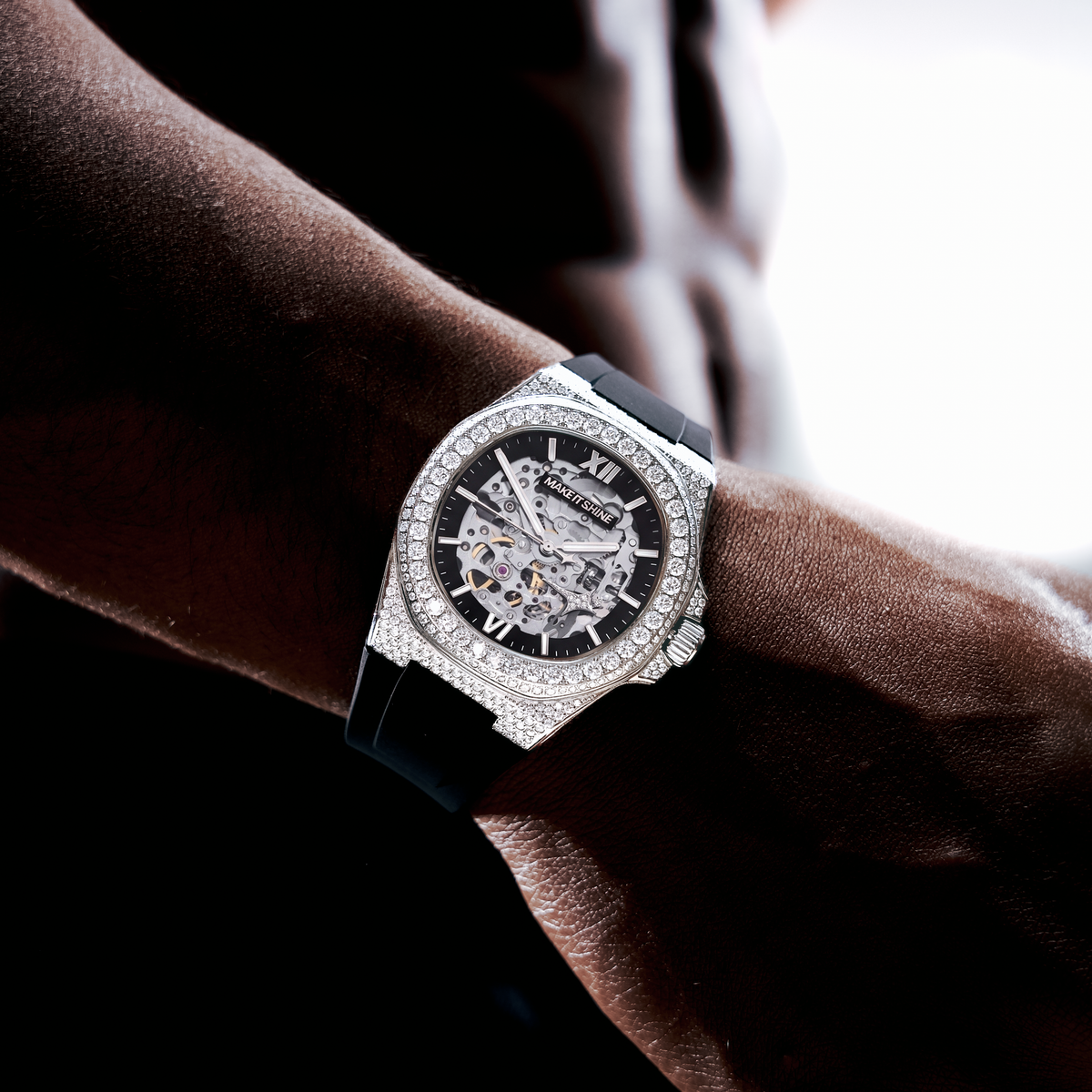 Iced ASON1 - Skeleton Dial & Rubber Strap - VVS Moissanite