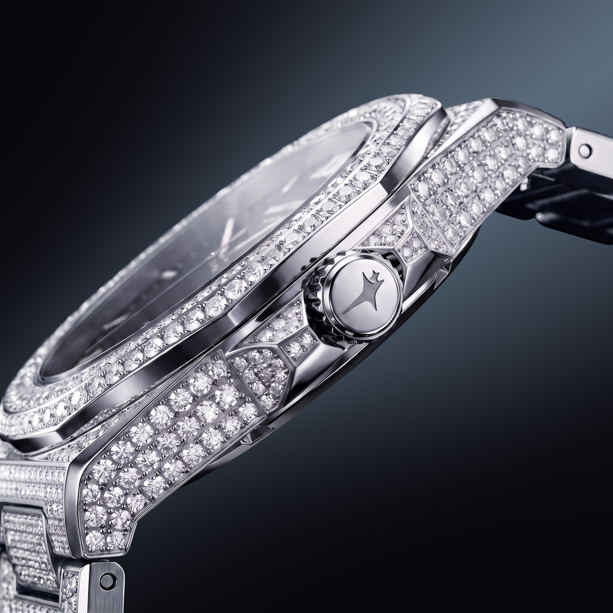 Iced ASON1 - Black Dial & 316L Stainless Steel Bracelet - VVS Moissanite