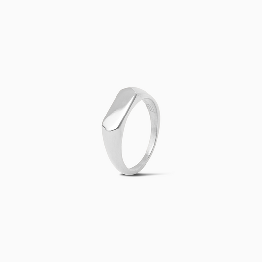 Slim silver ring signet