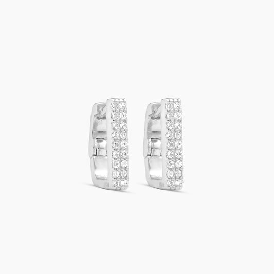 Iced square silver earrings