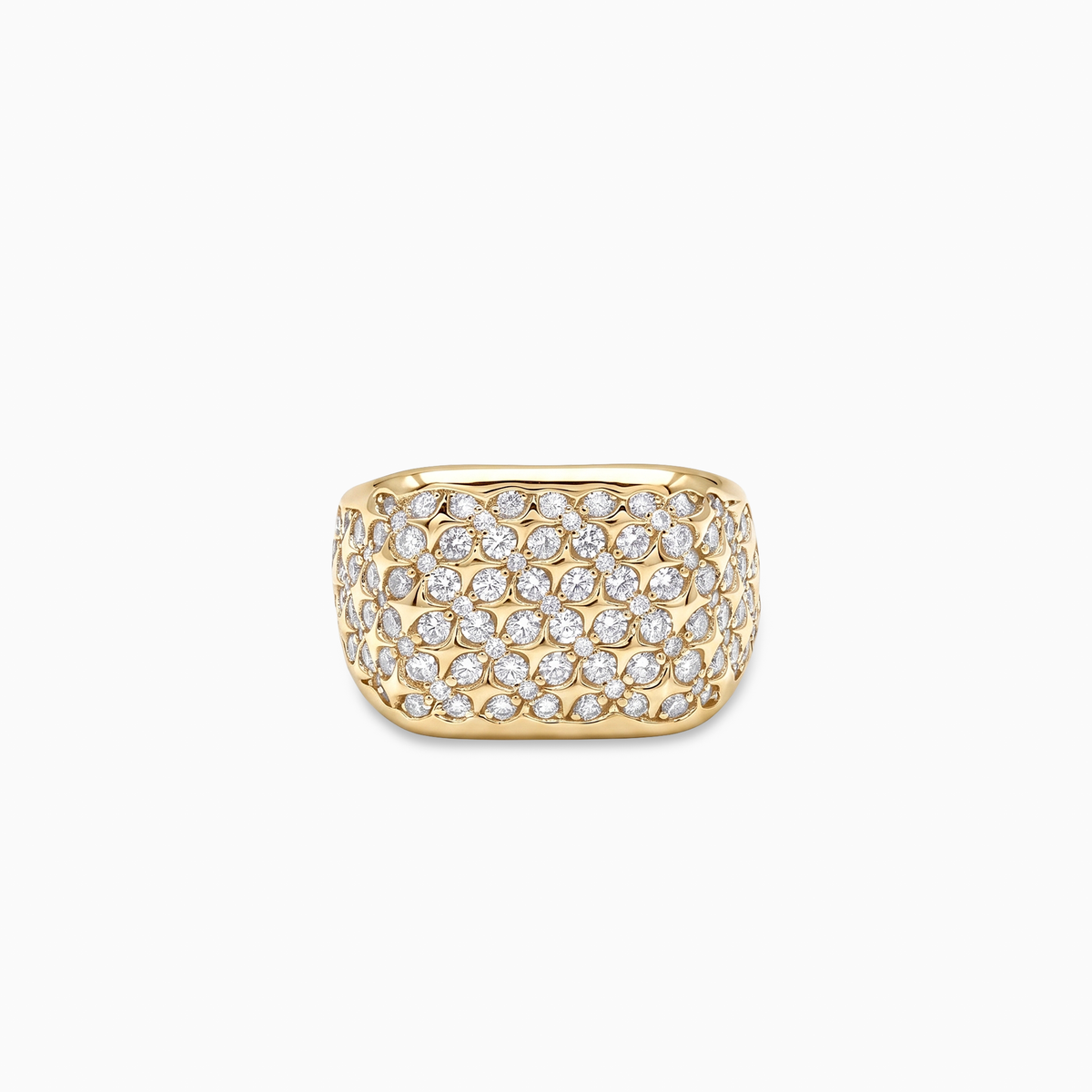 Iced Starfield Square signet ring - 925 Sterling Silver / 18K Gold Plating & VVS Moissanite