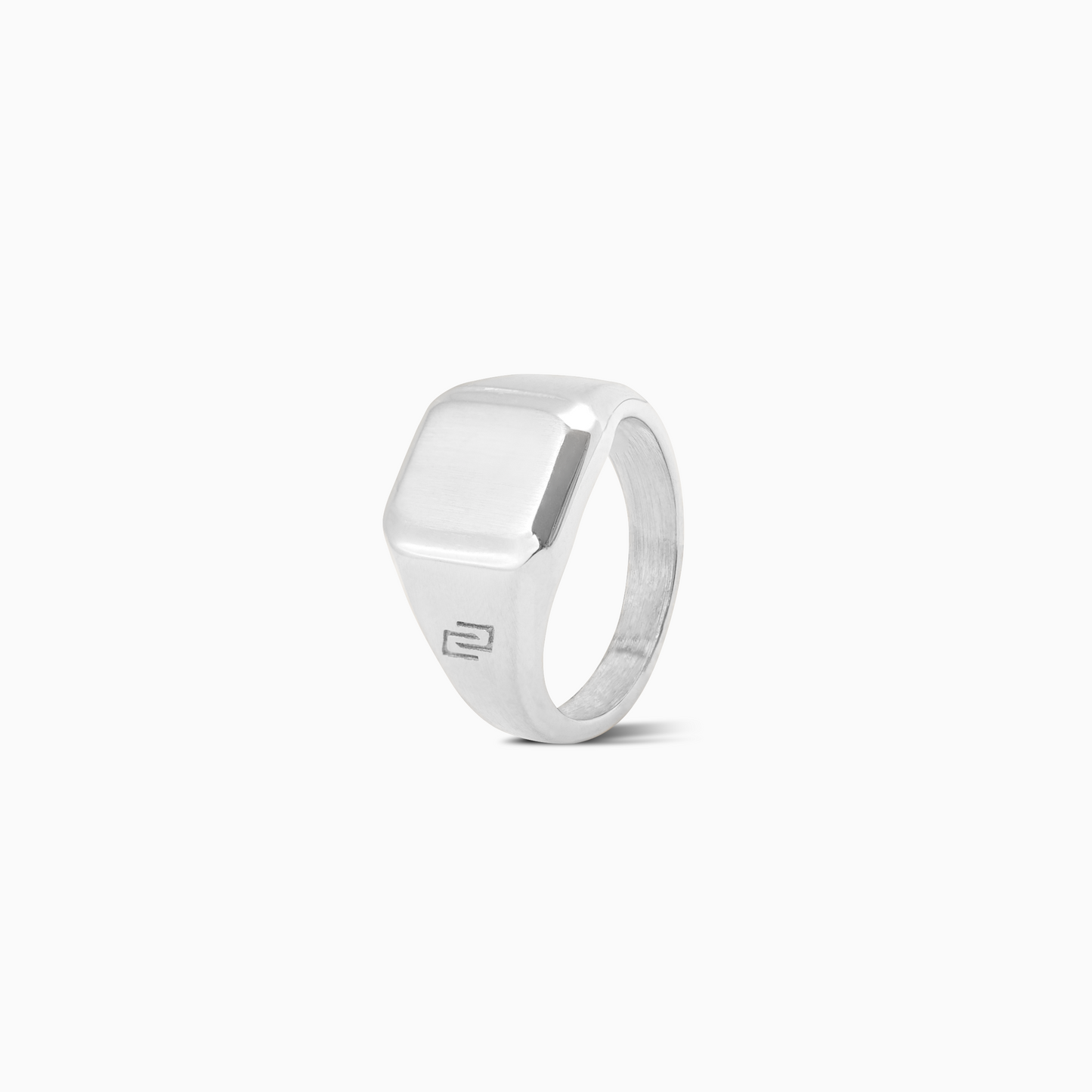 Square signet ring argentée