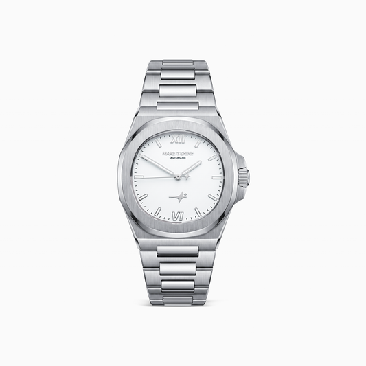 ASON1 - Cadran Blanc & Bracelet Acier inoxydable 316L