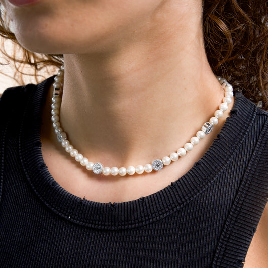 Silver Monogram Pearl Chain