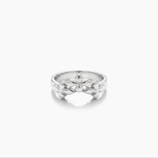 Triple crossed star ring - Silver