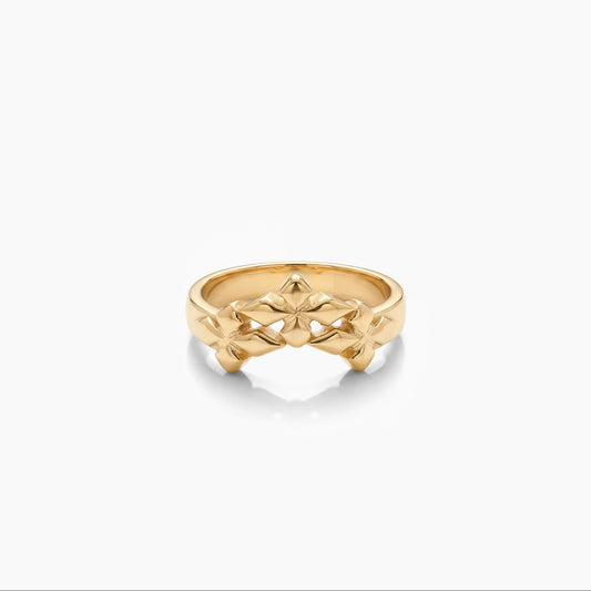 Triple crossed star ring - Doré